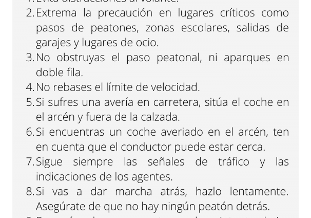 Decálogo del conductor.